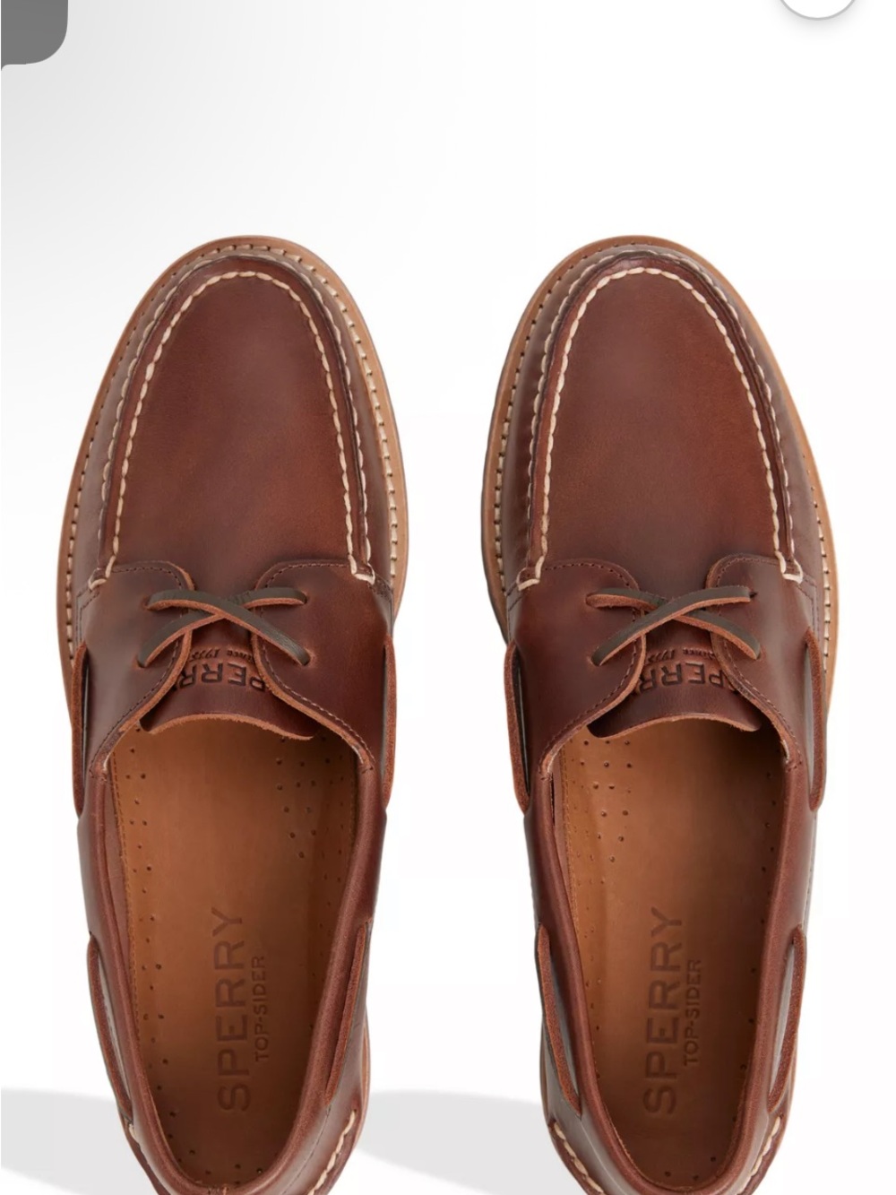 Sperry Chestnut Leather Moc Toe Boat Shoes